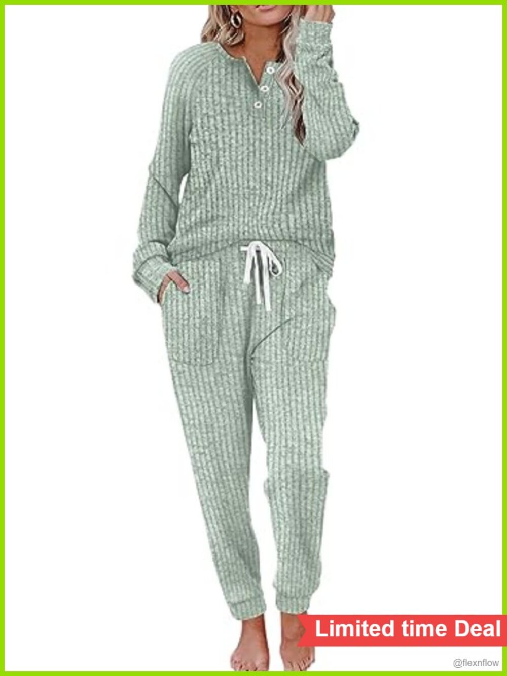 Two Piece Lounge Set Women Button Down Sweatshirt Sweatpants with Pockets